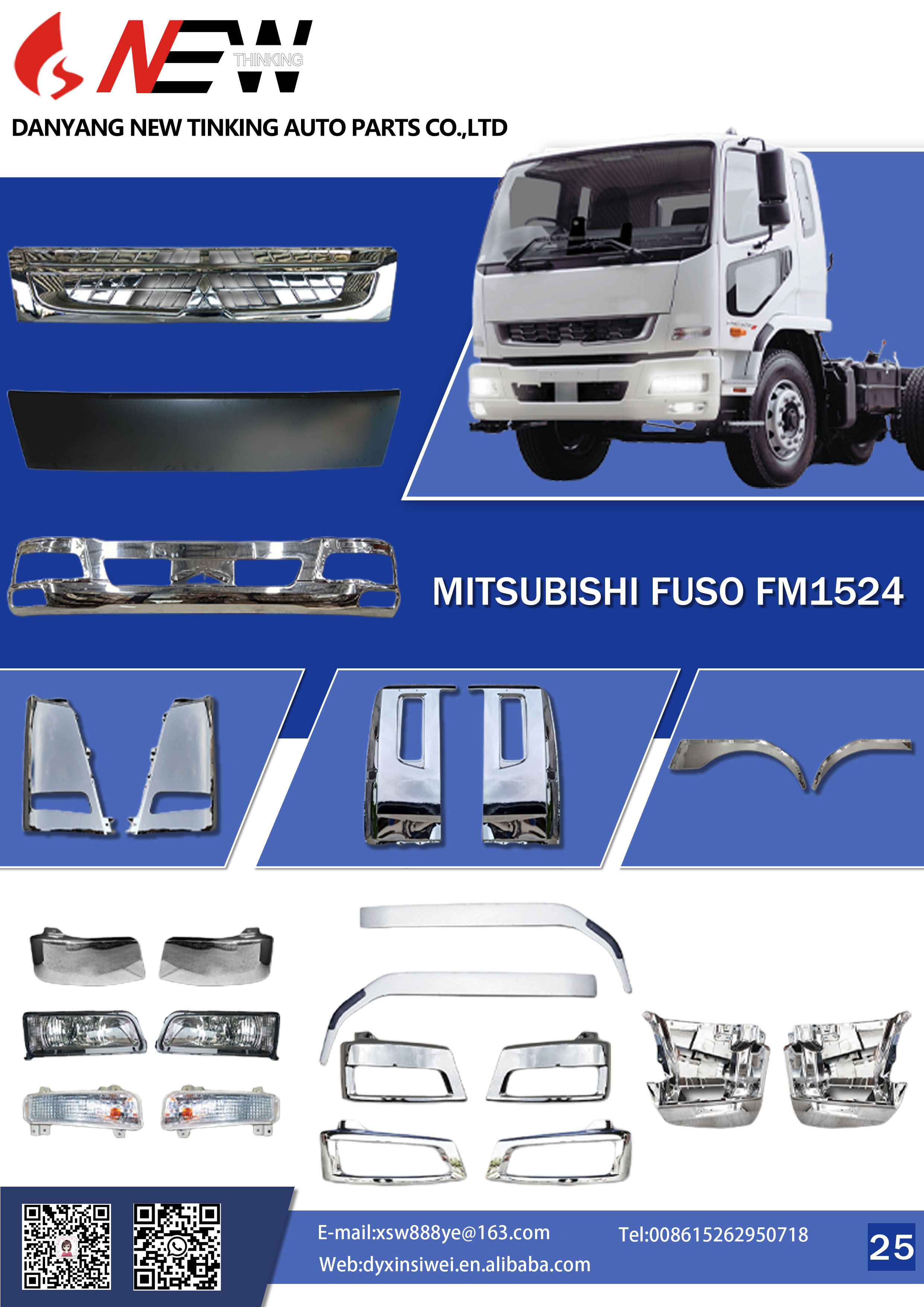 Elevate Your MITSUBISHI FUSO FM1524 FM65F with Premium Chrome Truck Body Parts from newthinking auto parts Factory